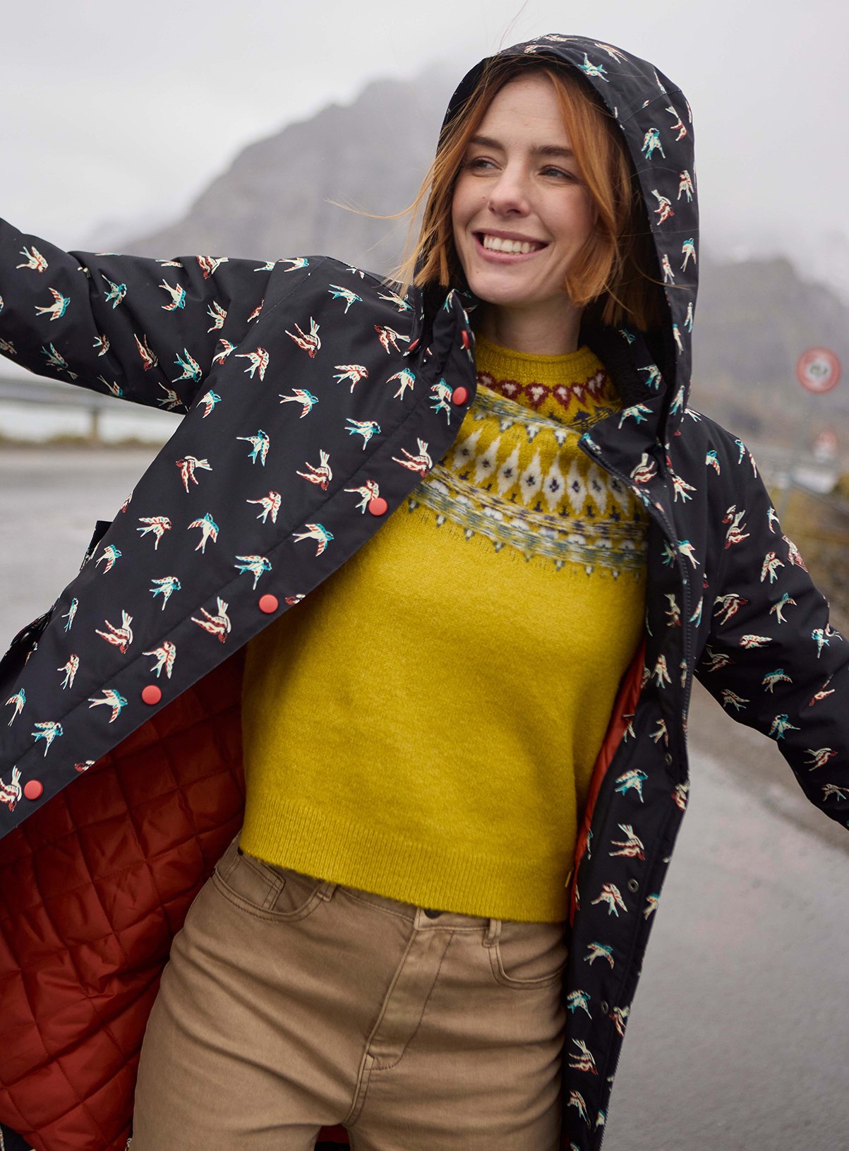 WEIRD FISH Sena Printed Waterproof Coat 