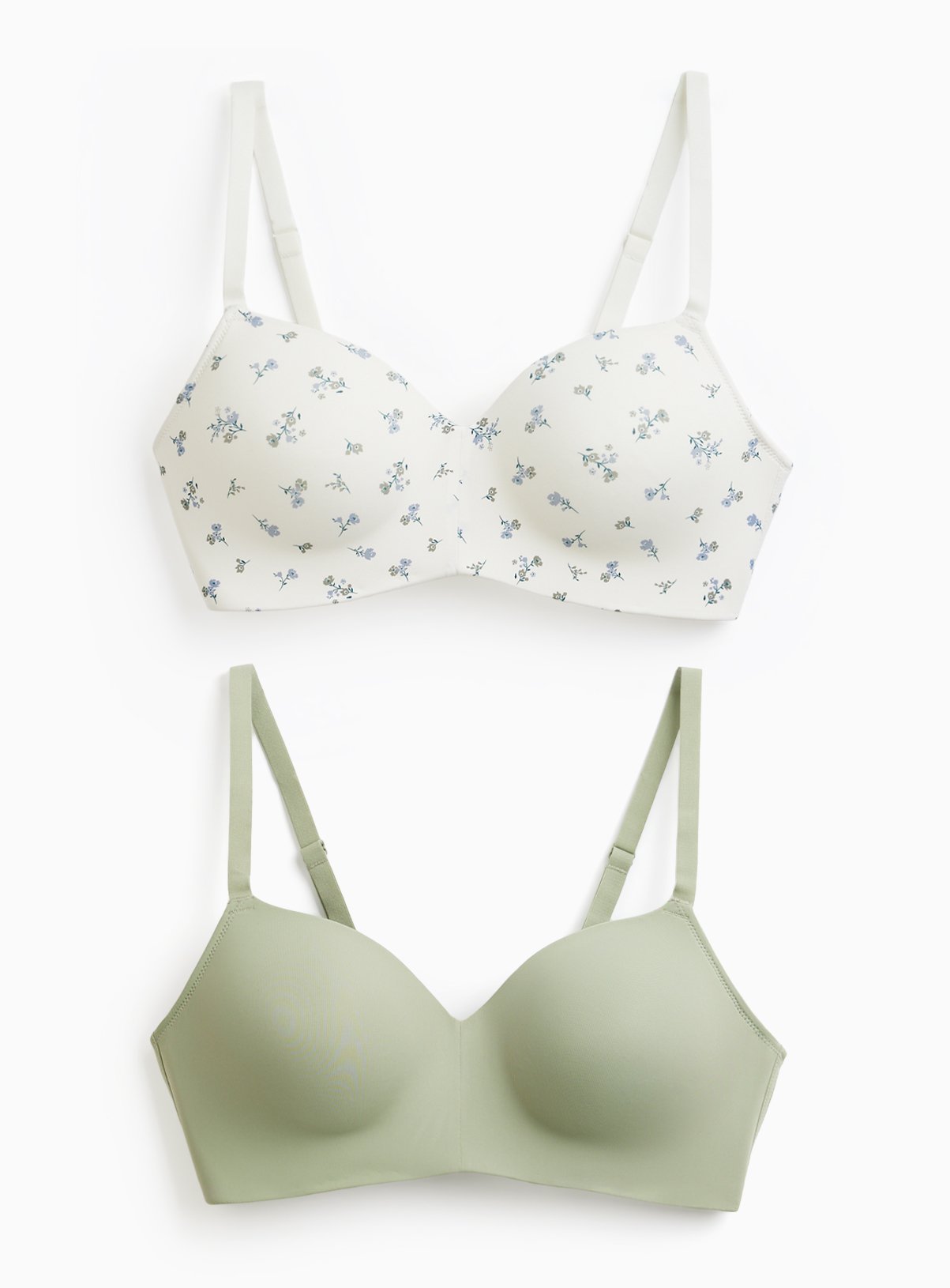 Green & Ditsy One Piece Bra 2 Pack 38B