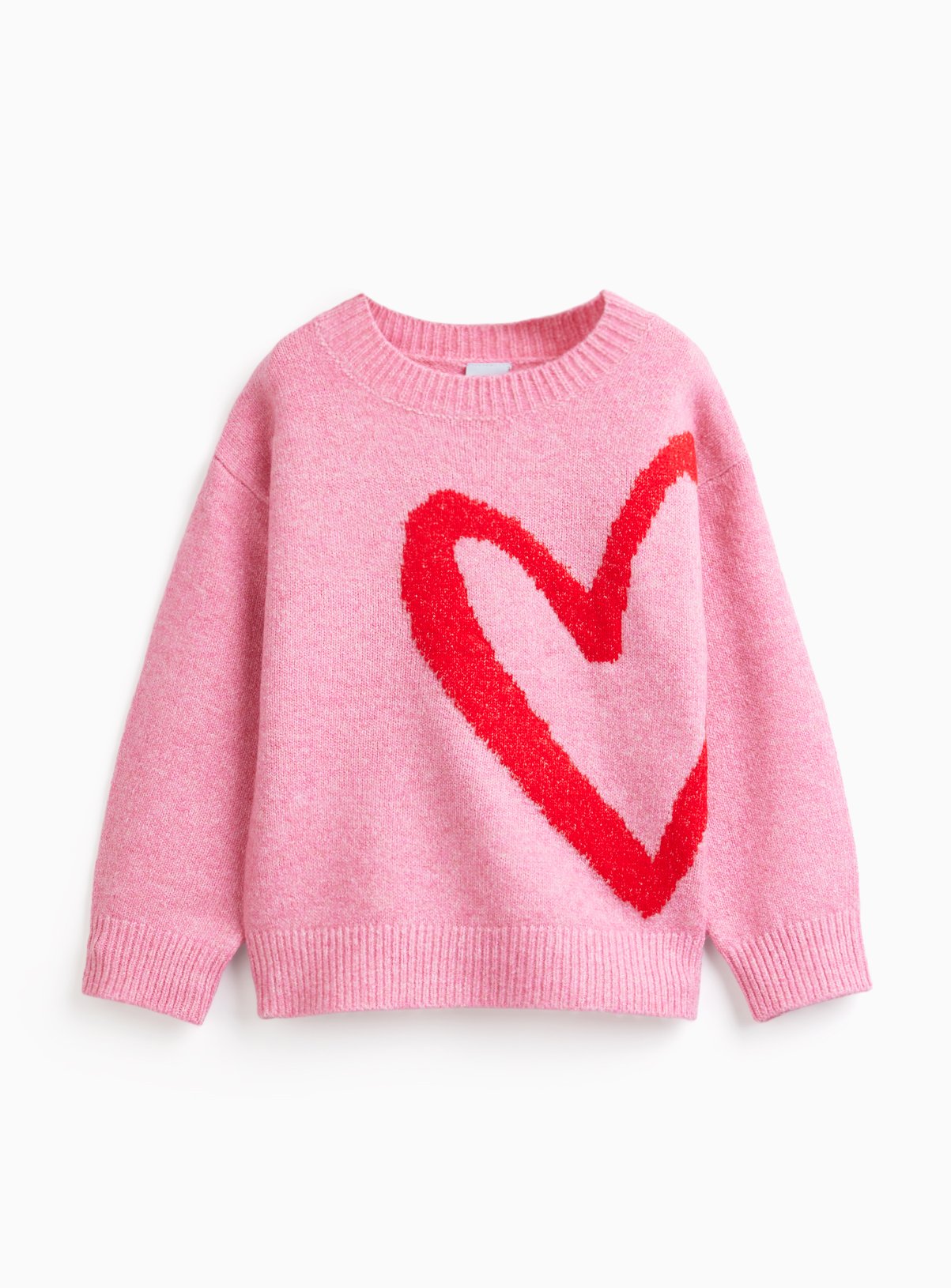 Mini Me Pink Knitted Heart Print Jumper 