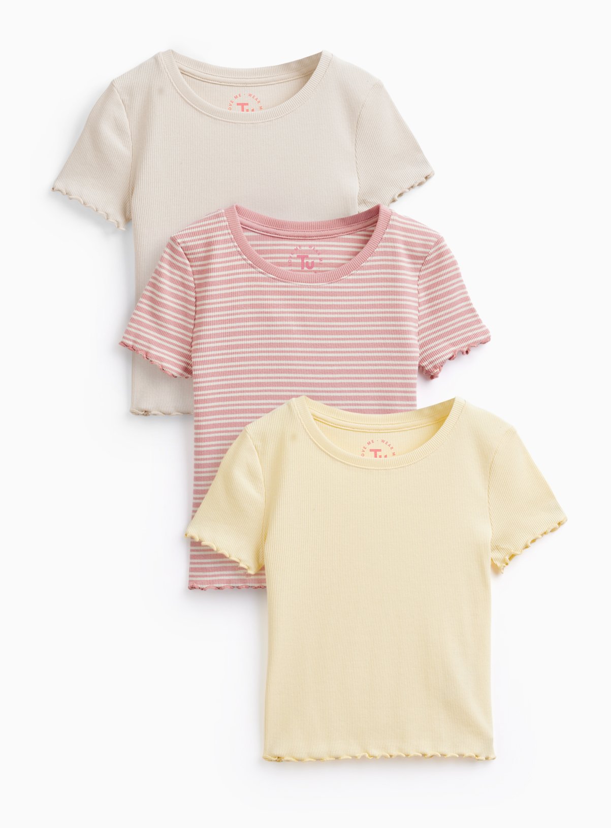 Striped Ribbed Relaxed Tops 3 Pack 