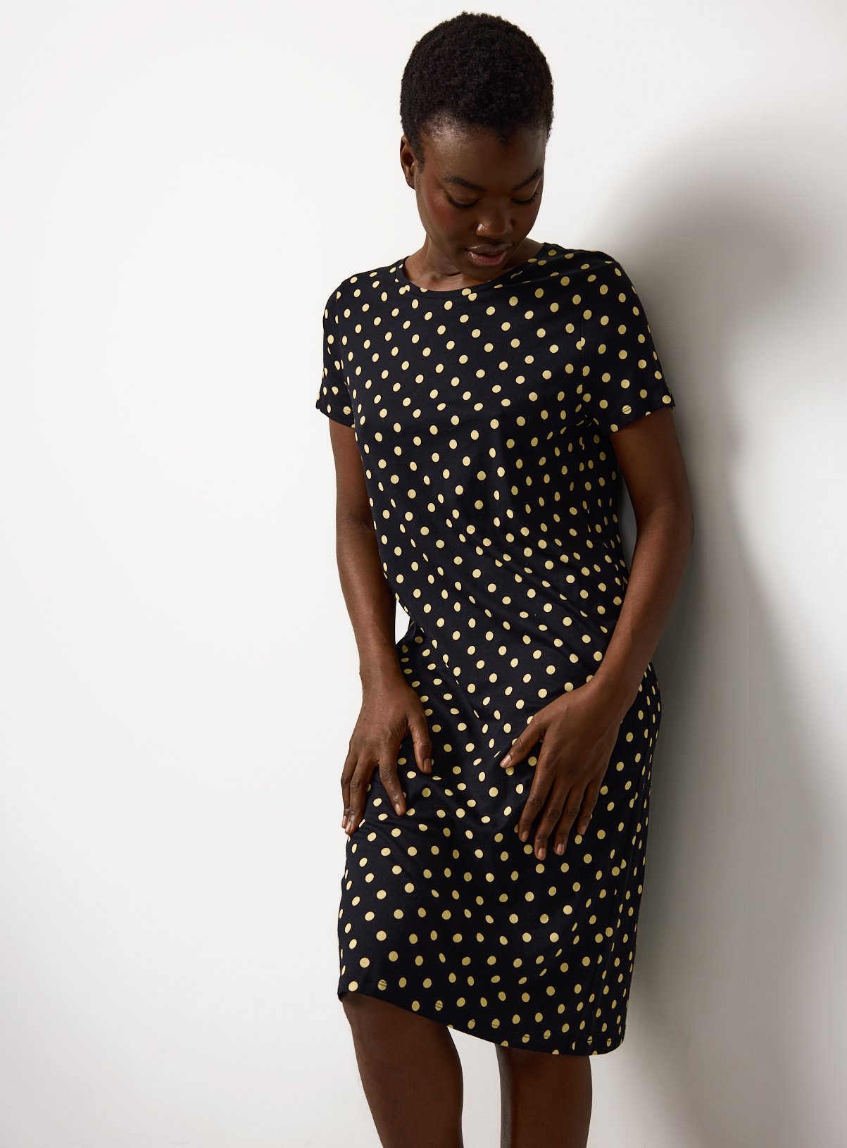 Black Spotted Modal Sleep Tee 