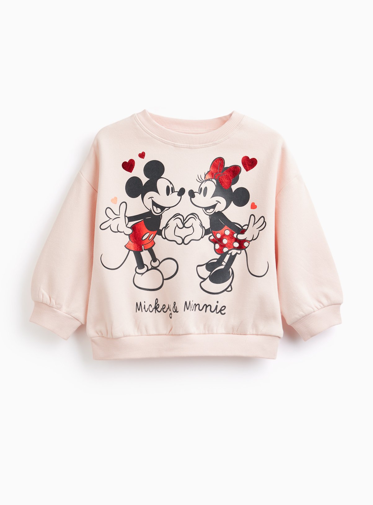 Valentine's Day Pink Mickey Mouse Heart Print Sweatshirt 