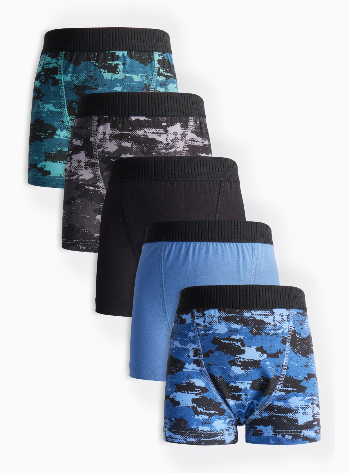 Blue & Black Camo Print Trunks 5 Pack 
