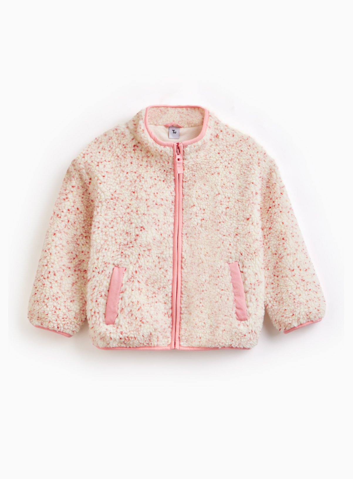 Cream Speckled Borg Fleece Jacket 