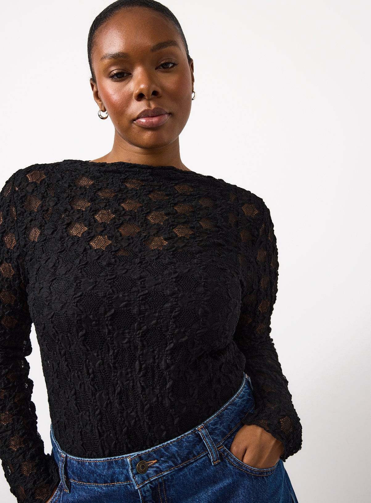 Buy Black Lace Long Sleeve Top 10 Tops Tu