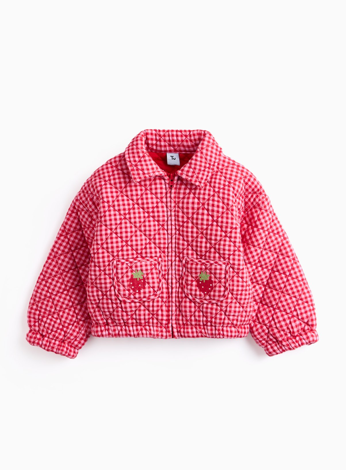 Pink Checkered Quilted Jacket 