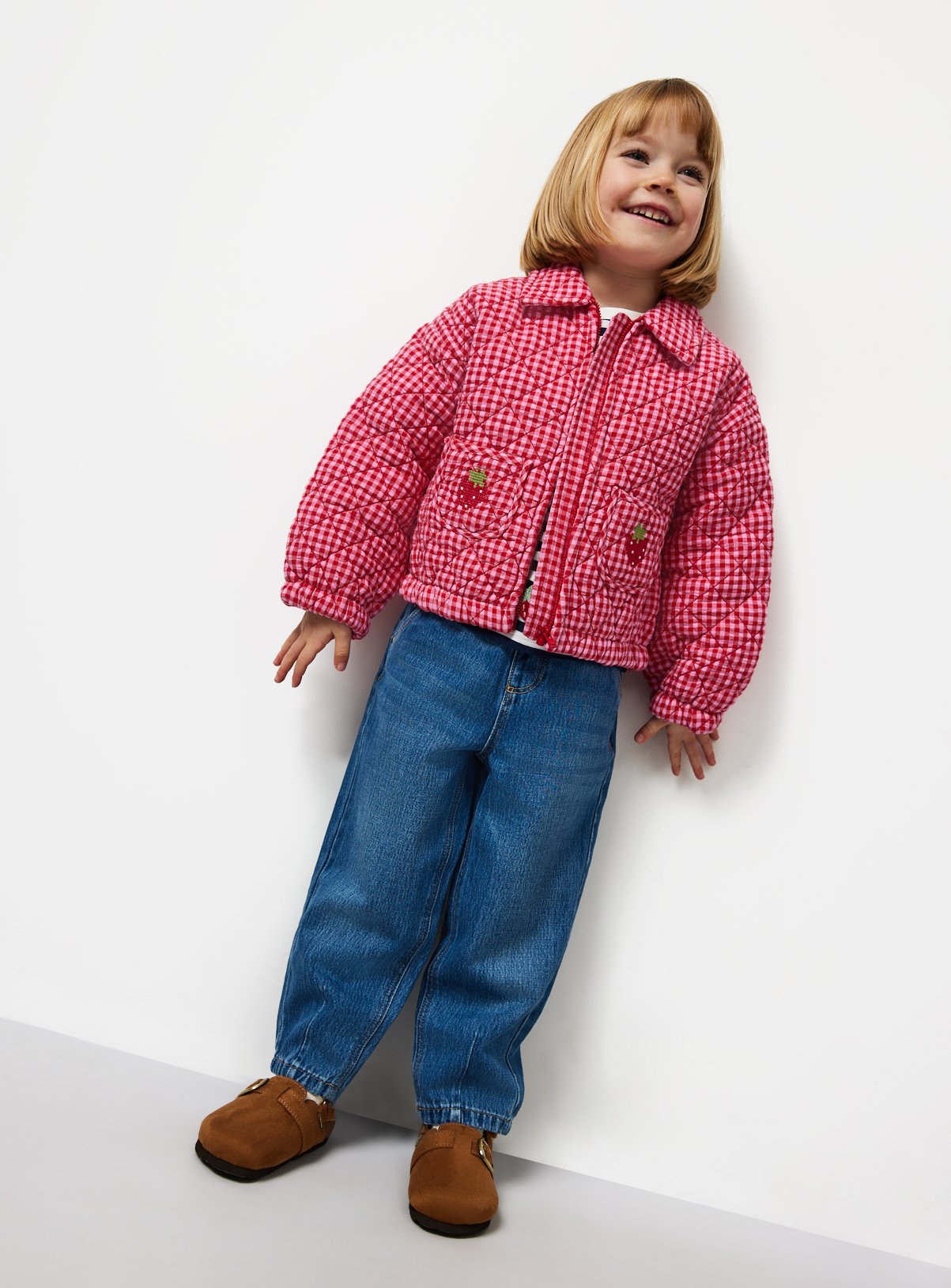 Pink Checkered Quilted Jacket 