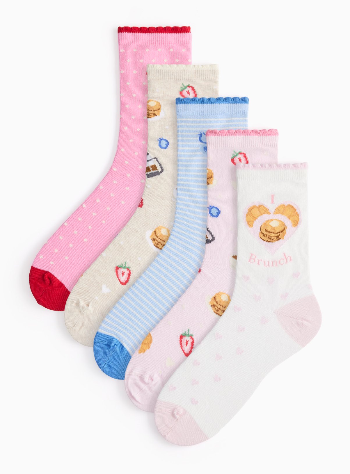 Brunch Print Ankle Socks 5 Pack 4-8