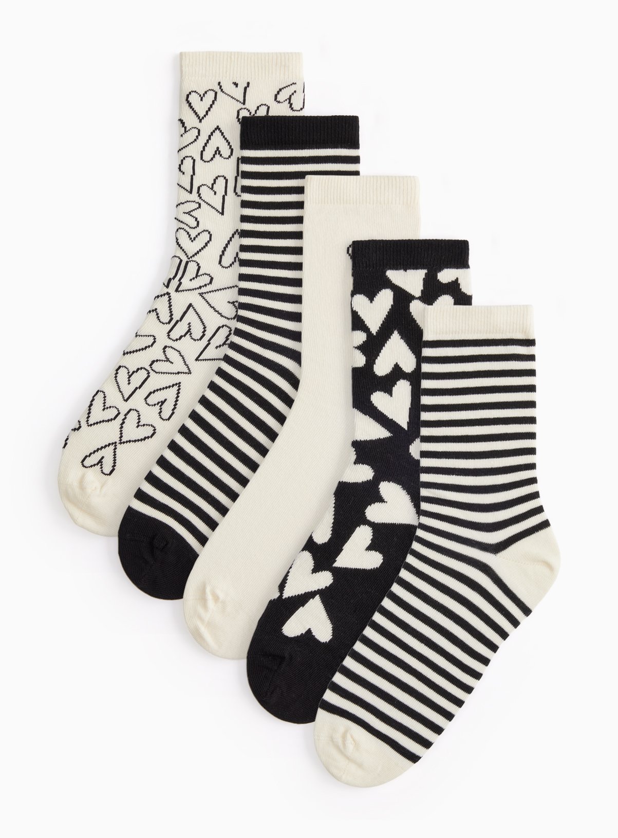 Heart Printed Ankle Socks 5 Pack 4-8