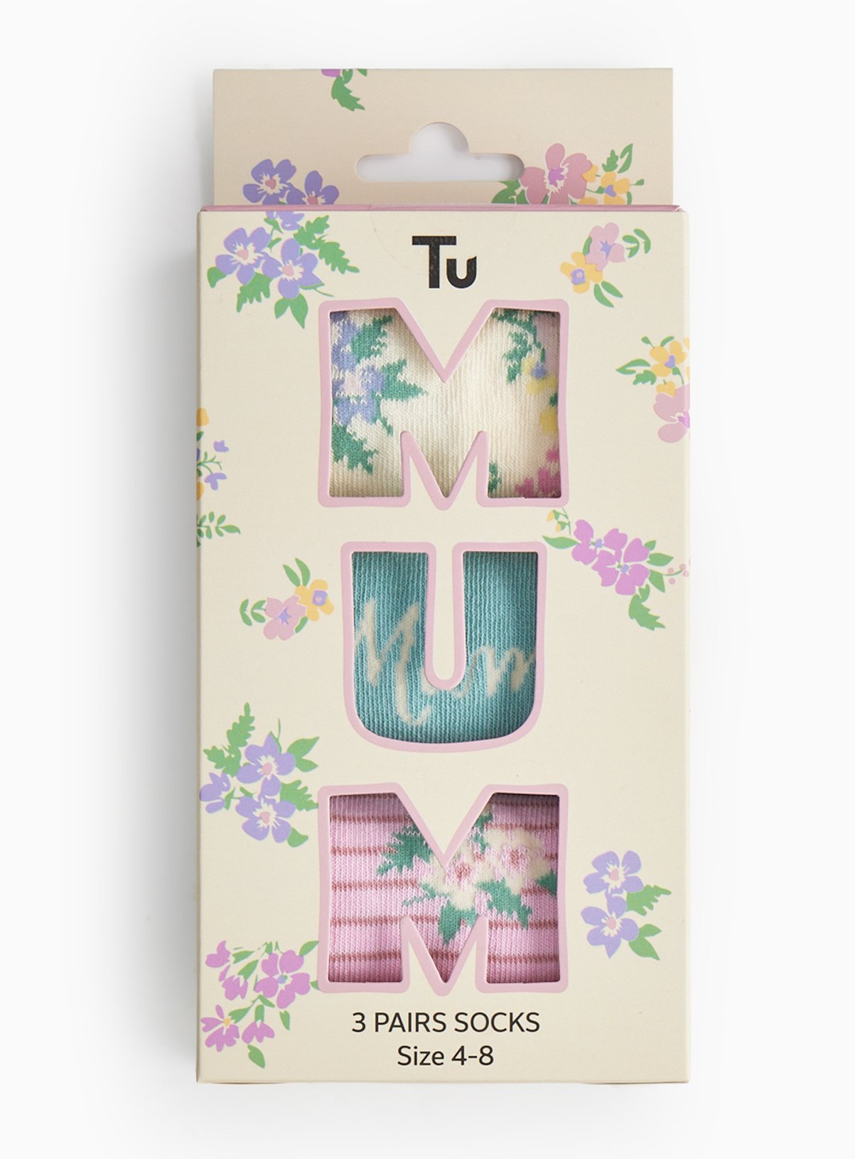 Mothers day Ankle Socks 3 Pack  4-8