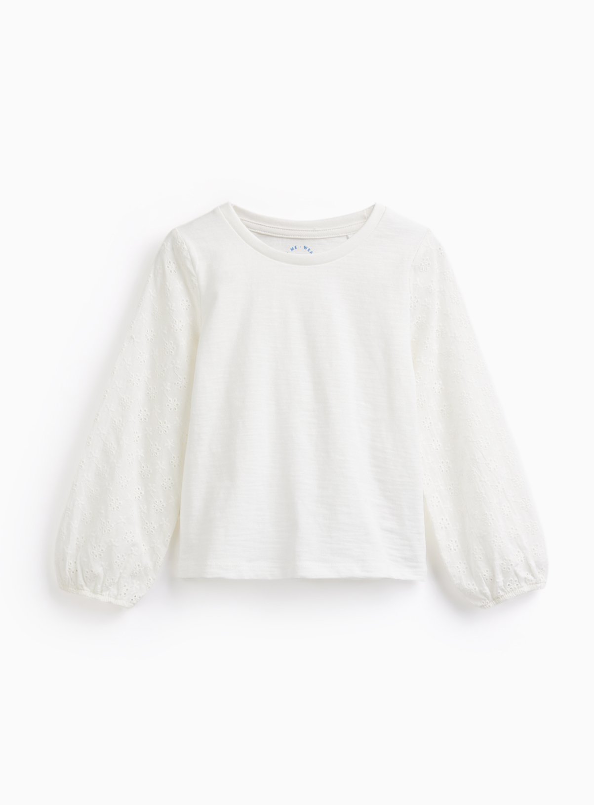 White Crochet Detail Long Sleeve Top 5-6 years