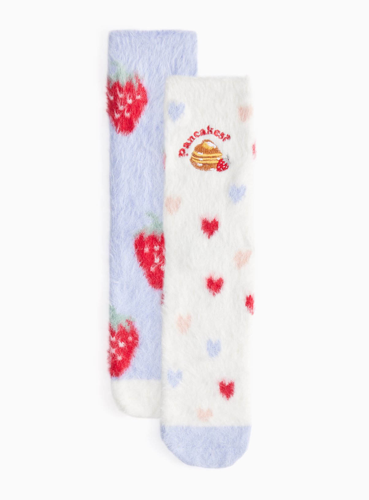 Pancake Print Fluffy Ankle Socks 2 Pack 4-8