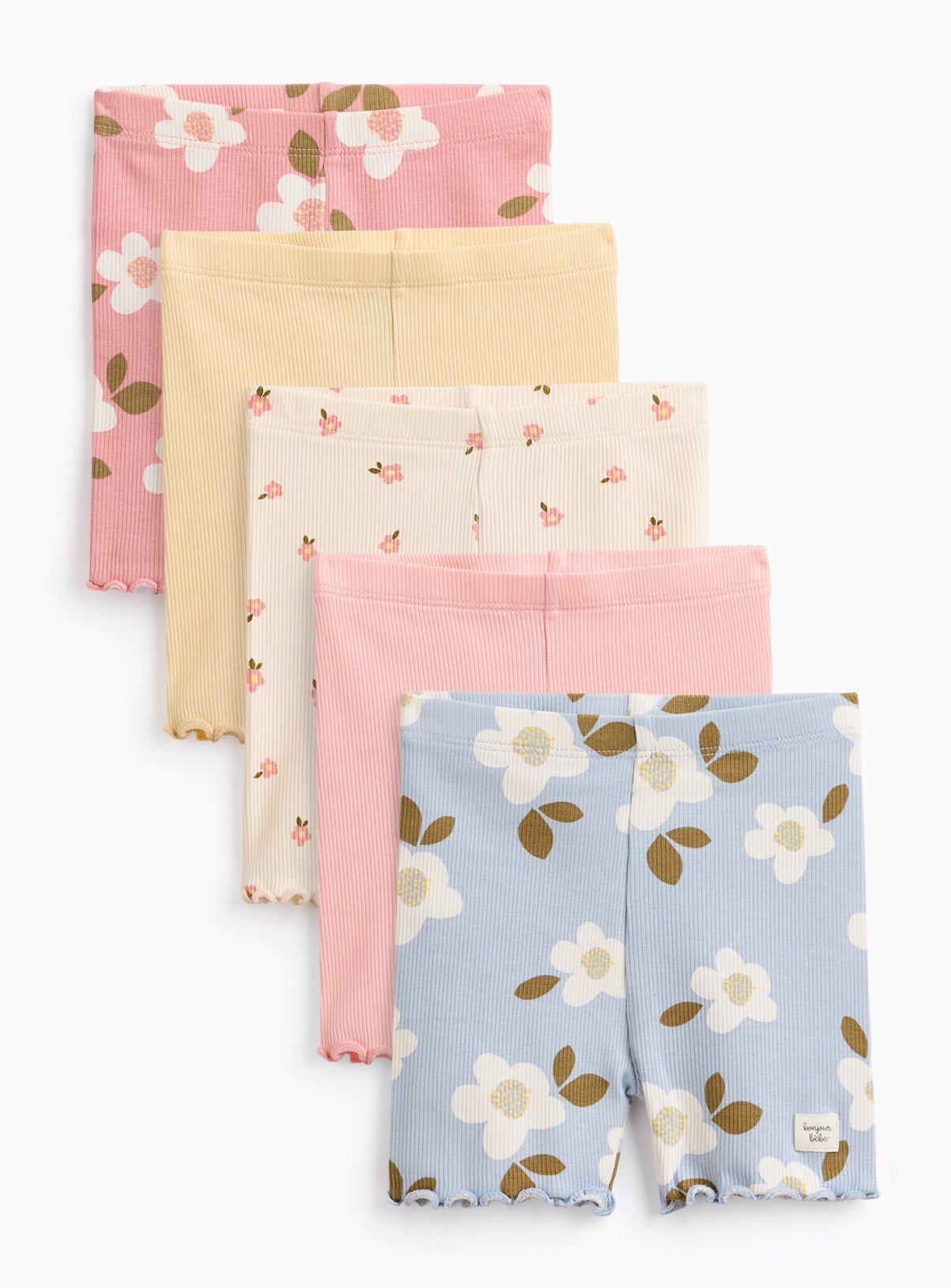 Floral & Plain Cycling Shorts 5 Pack 