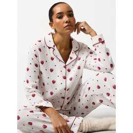 White Strawberry Print Traditional Pyjamas