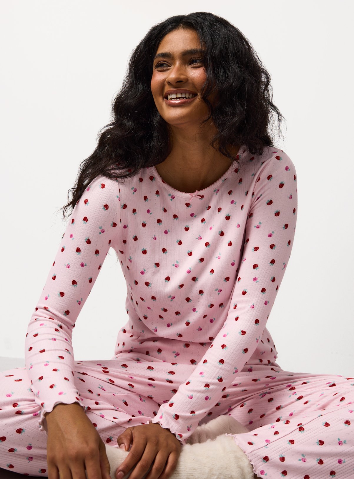 Mini Me Pink Strawberry Pointelle Pyjamas 