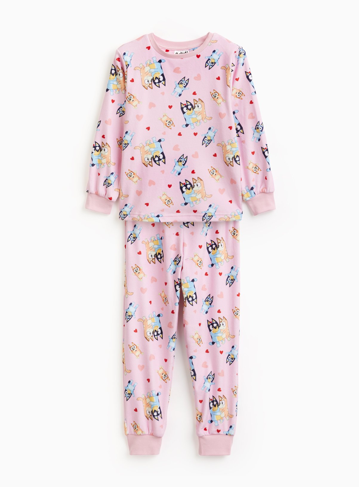 Bluey Character Print Pink Slinky Pyjama Set  