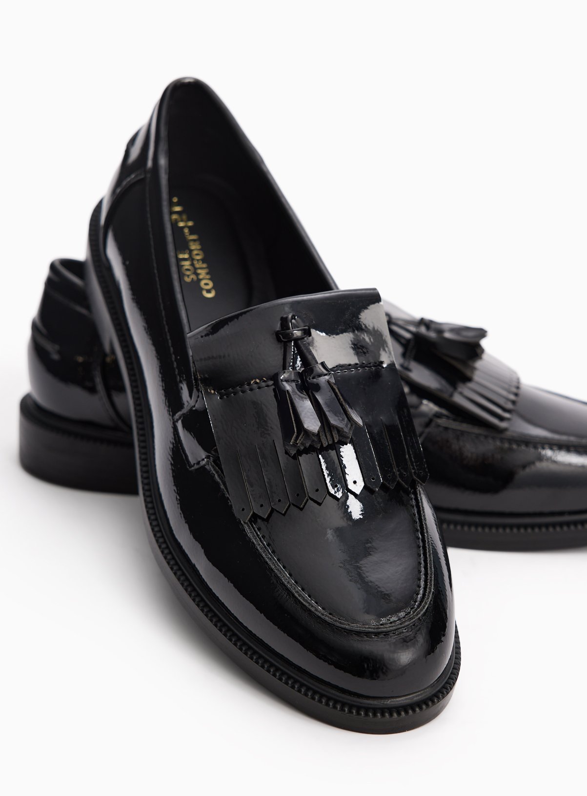 Black Patent Tassel Loafers 