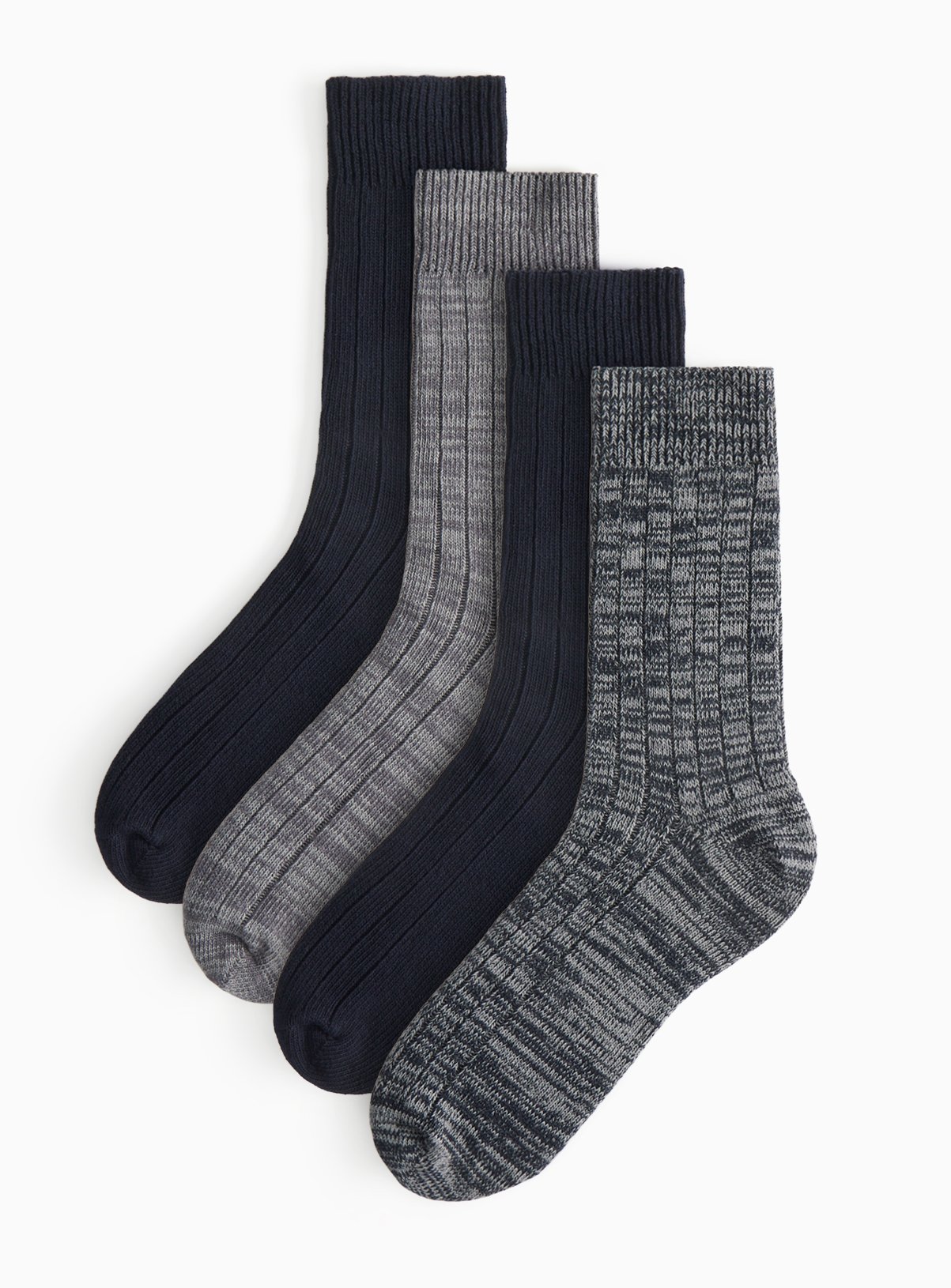 Navy Textured Ankle Socks 4 Pack 