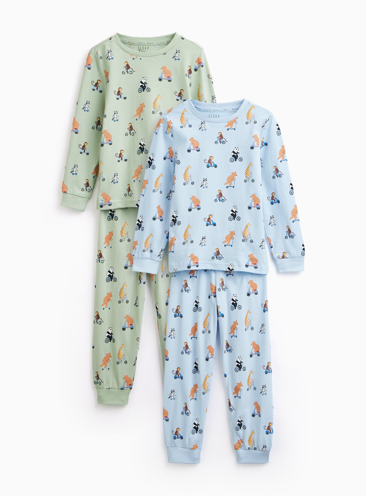 Animal Bike Print Pyjama Set 2 Pack 