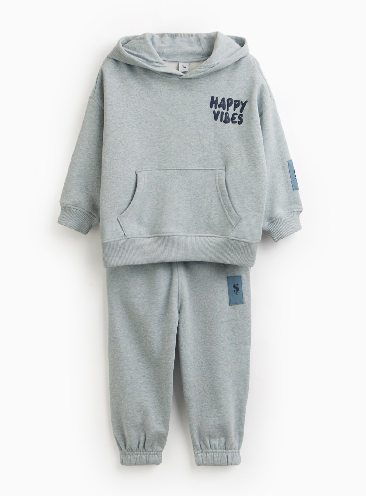 Grey Happy Vibes Hoodie & Joggers Set 
