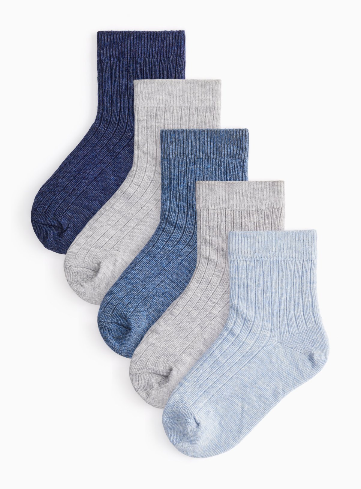 Blue And Grey Ribbed Ankle Socks 5 Pack 