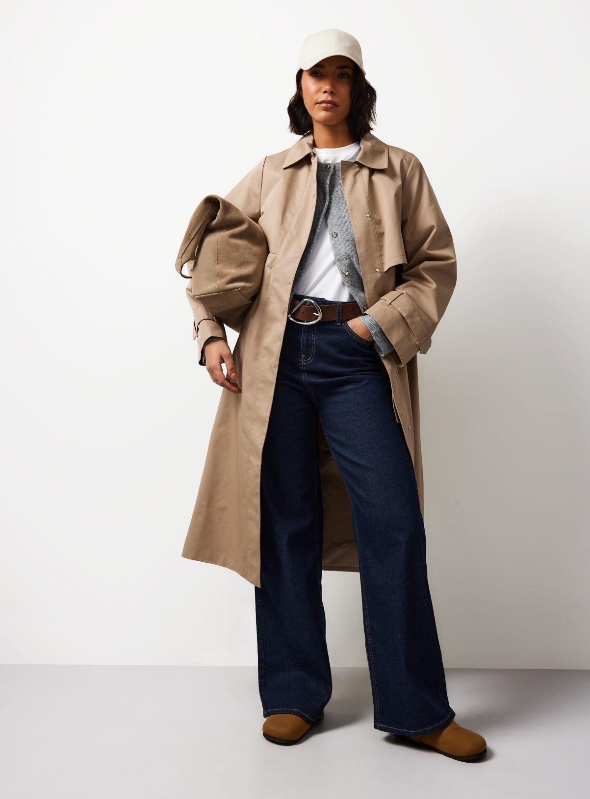 Stone Cotton Trench Coat XS