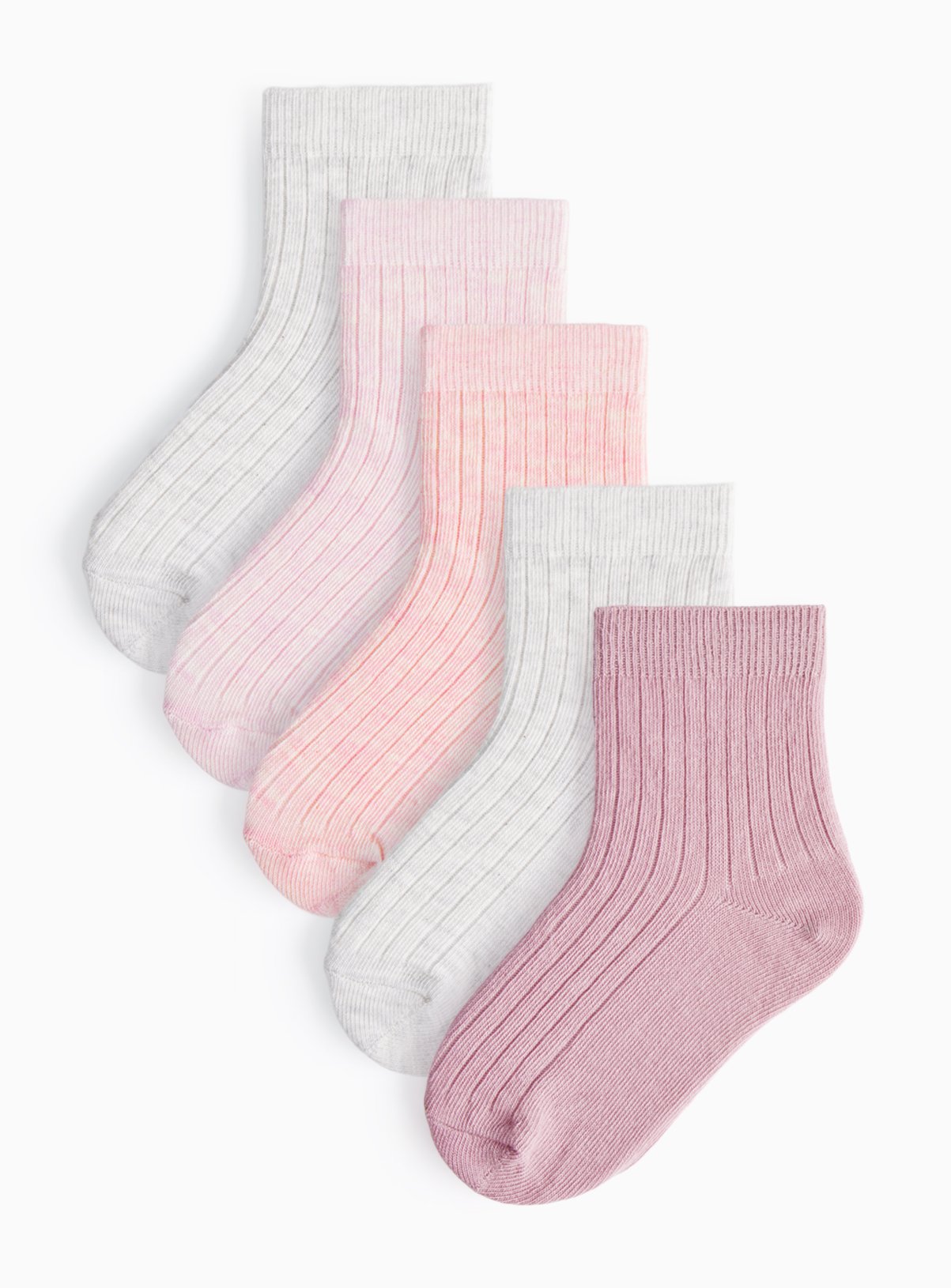 Pink Ribbed Ankle Socks 5 Pack