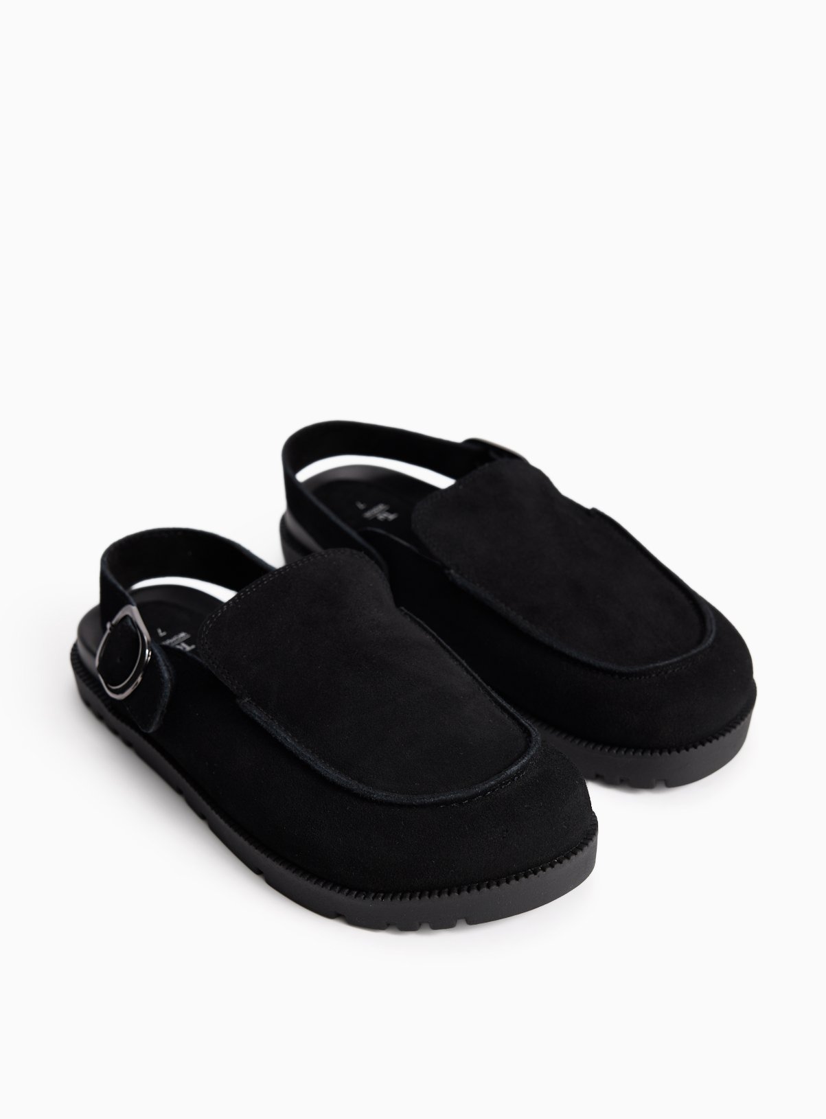 Black Closed Toe Suede Clogs 