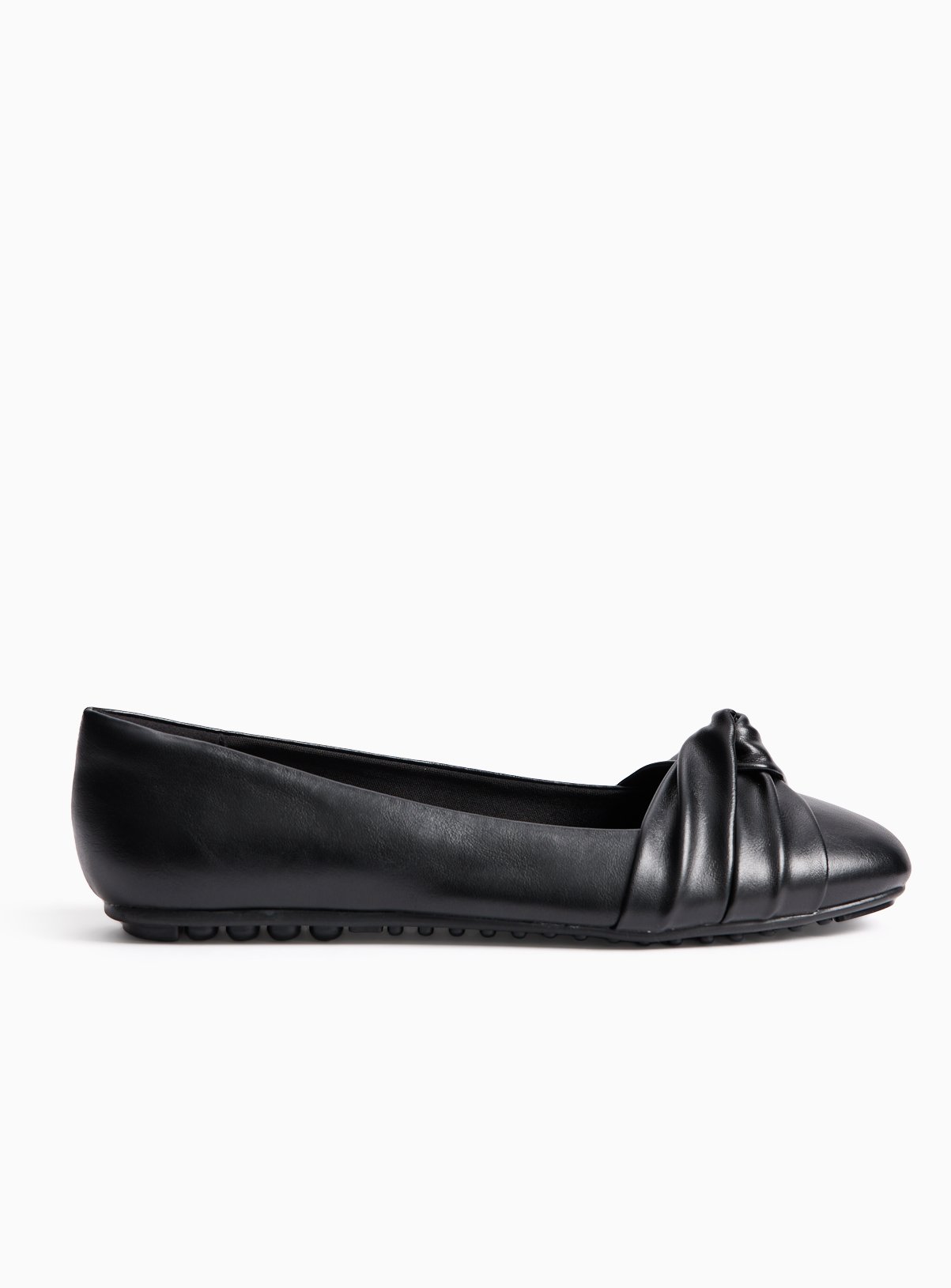 Black Faux Leather Ballerina Shoes 
