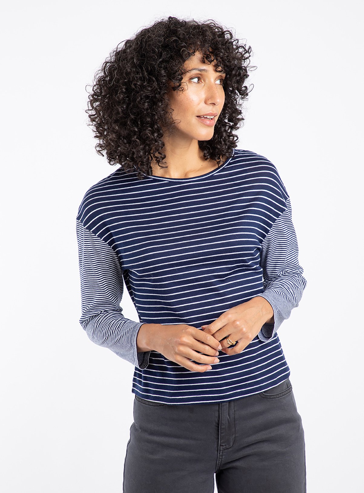 WEIRD FISH Calfee Striped Long Sleeve T Shirt 