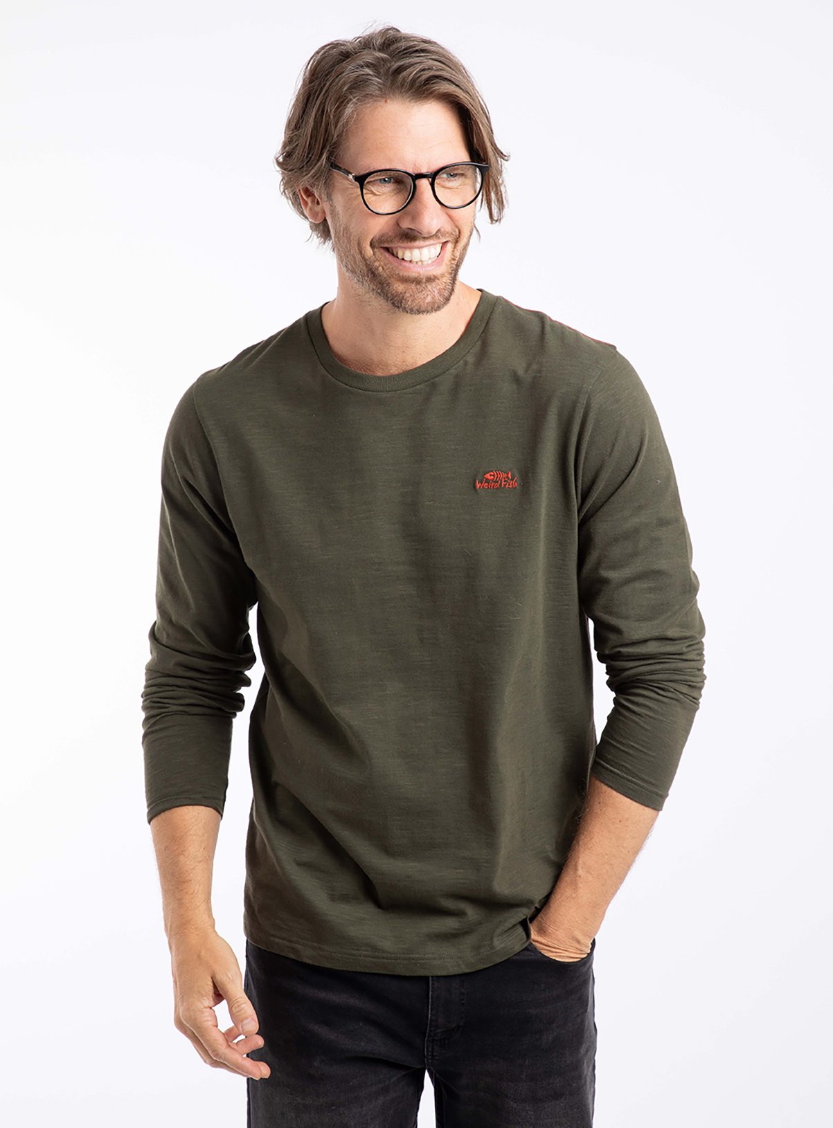 WEIRD FISH Fins Organic Cotton Branded Long Sleeve T Shirt 