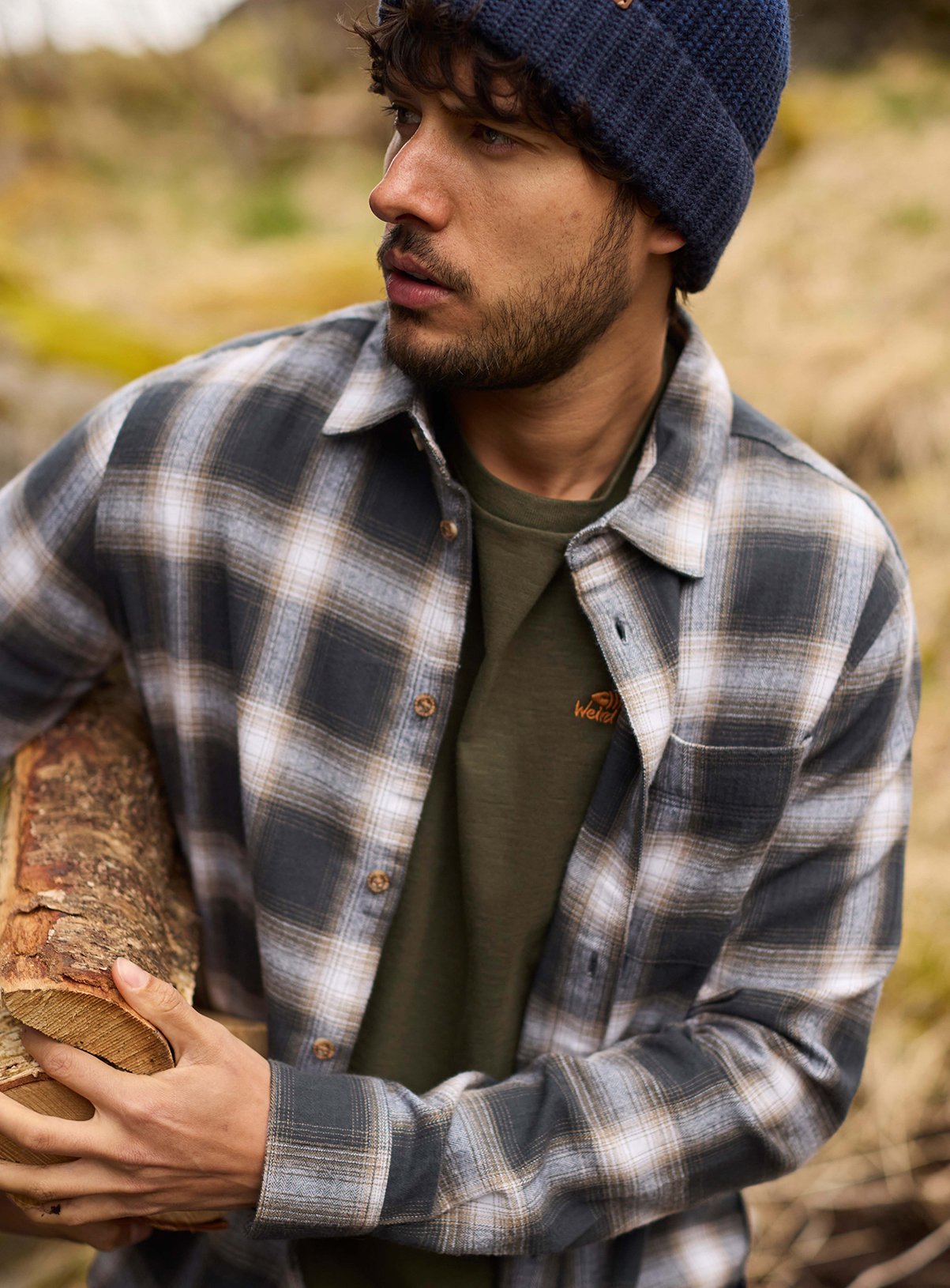 WEIRD FISH Broxton Organic Cotton Long Sleeve Herringbone Check Shirt