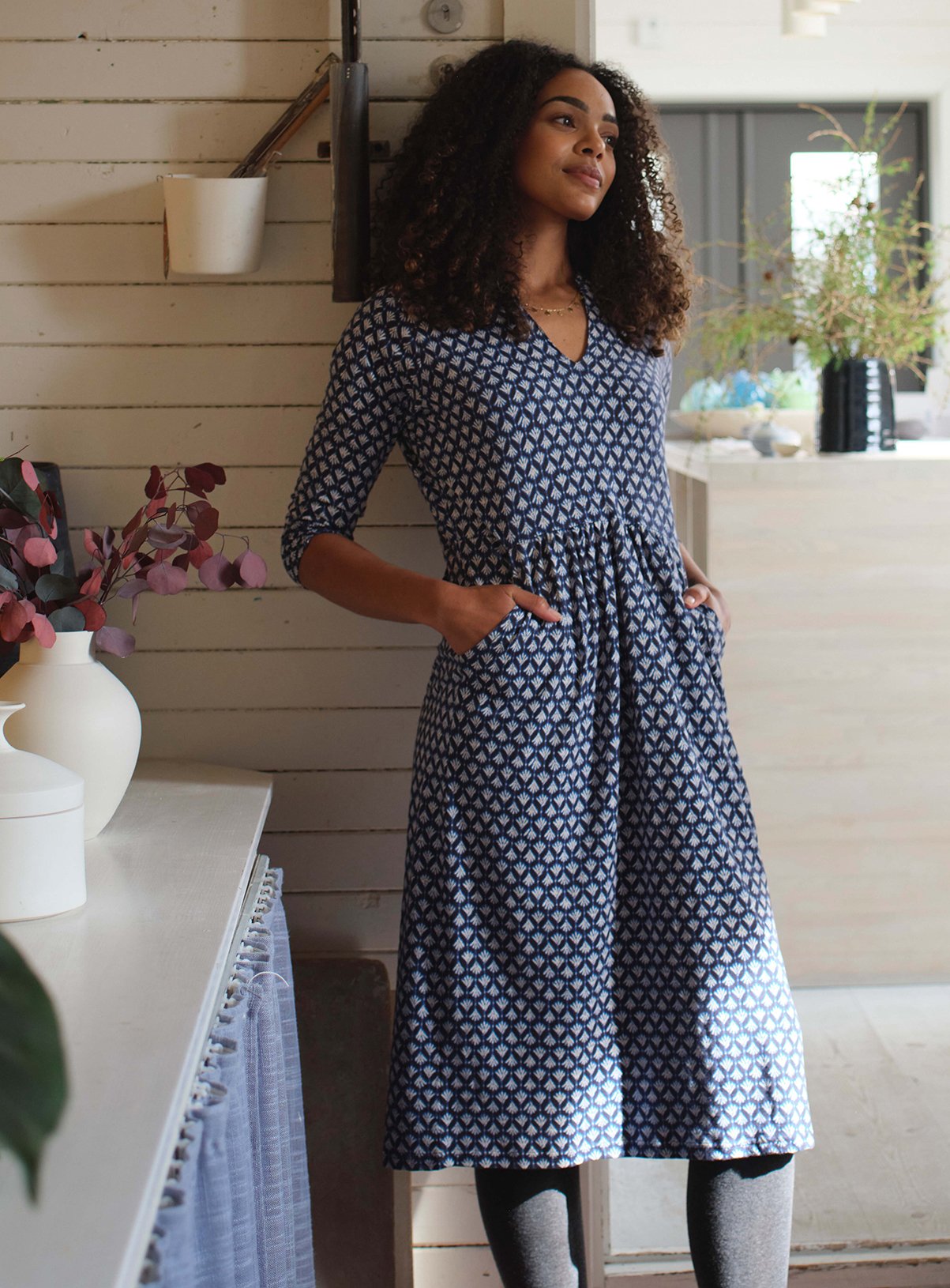 WEIRD FISH Isolde Printed Jersey Midi Dress