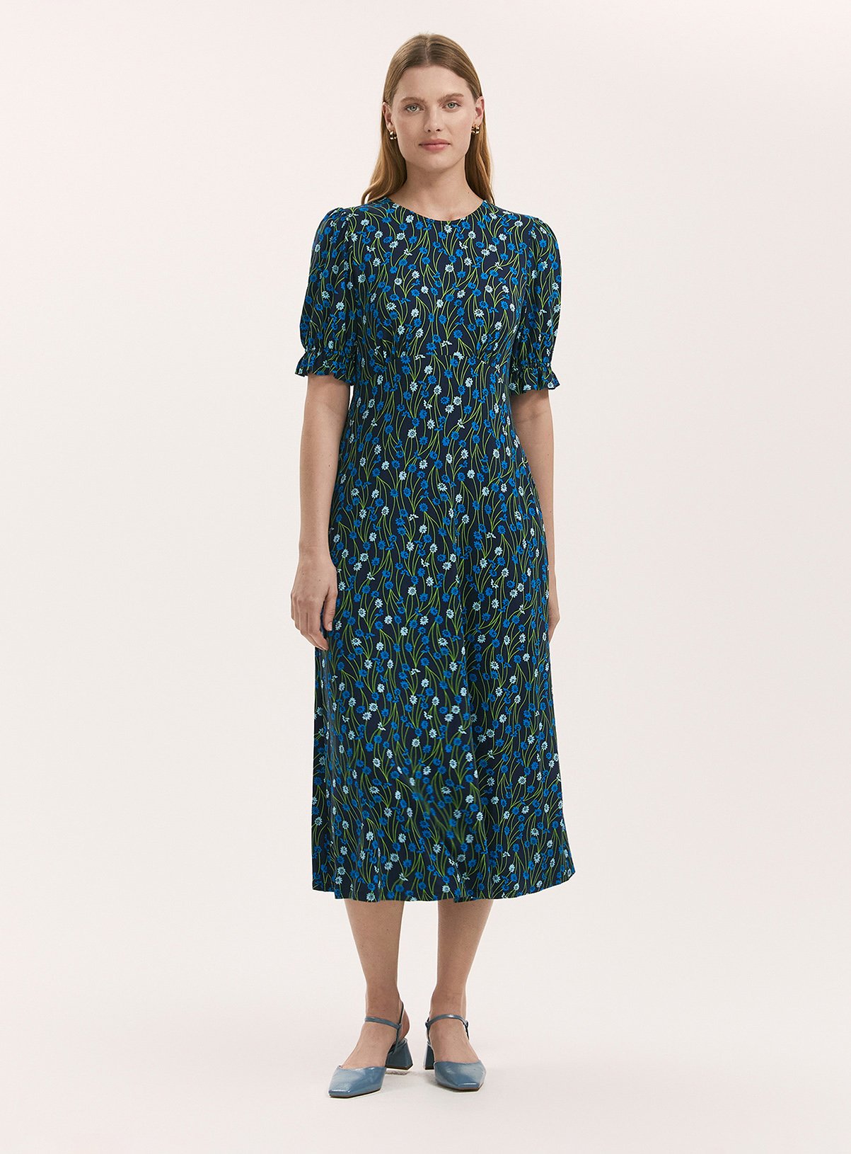 FINERY Lenisha Dress Blue Flower 