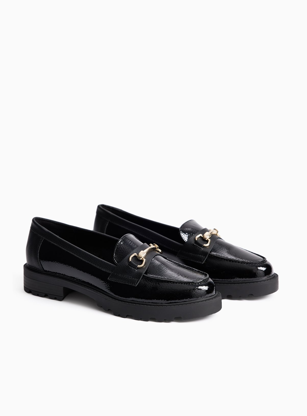 Black Chunky Chain Detail Loafers 5