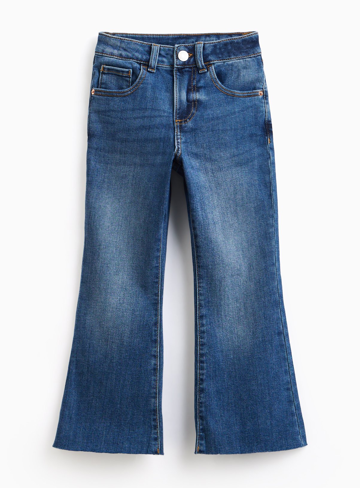 Blue Denim Raw Hem Flared Jeans 10 years