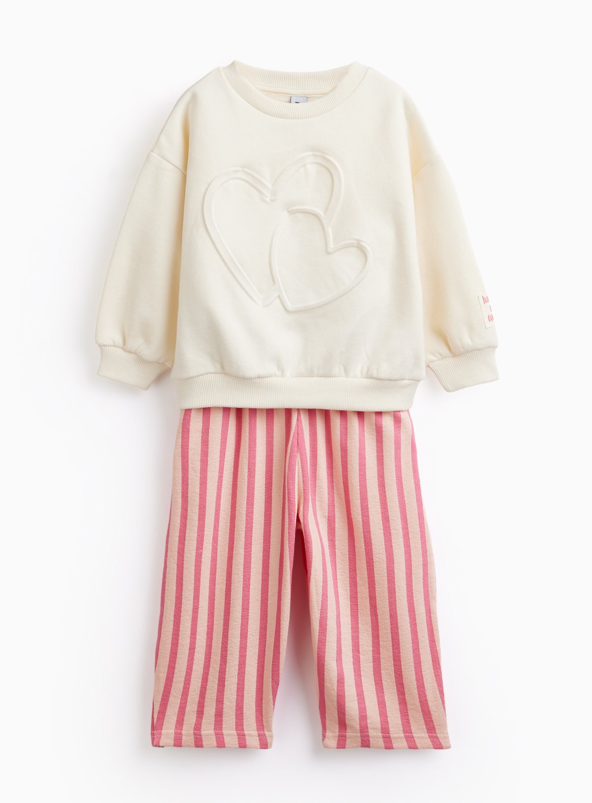 Cream Heart Embossed Sweat & Trousers Set 