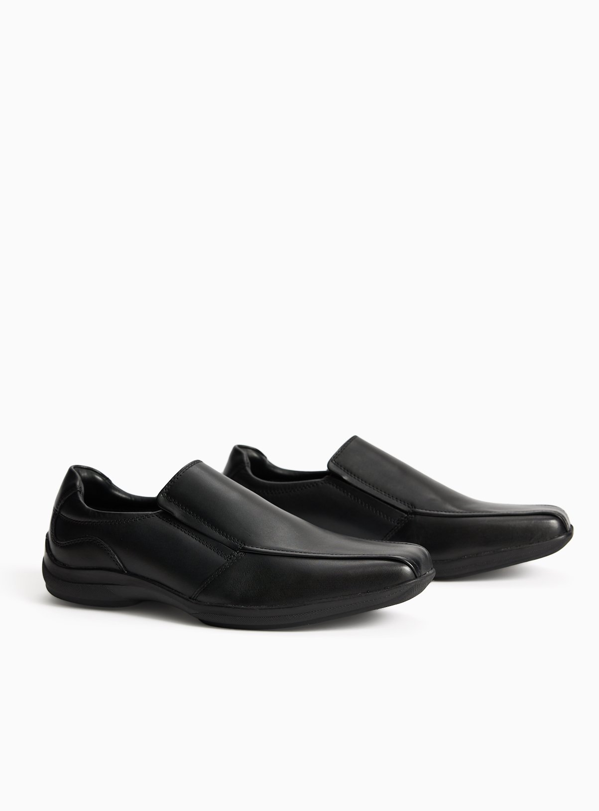 Black Leather Sole Comfort Slip On Shoes 