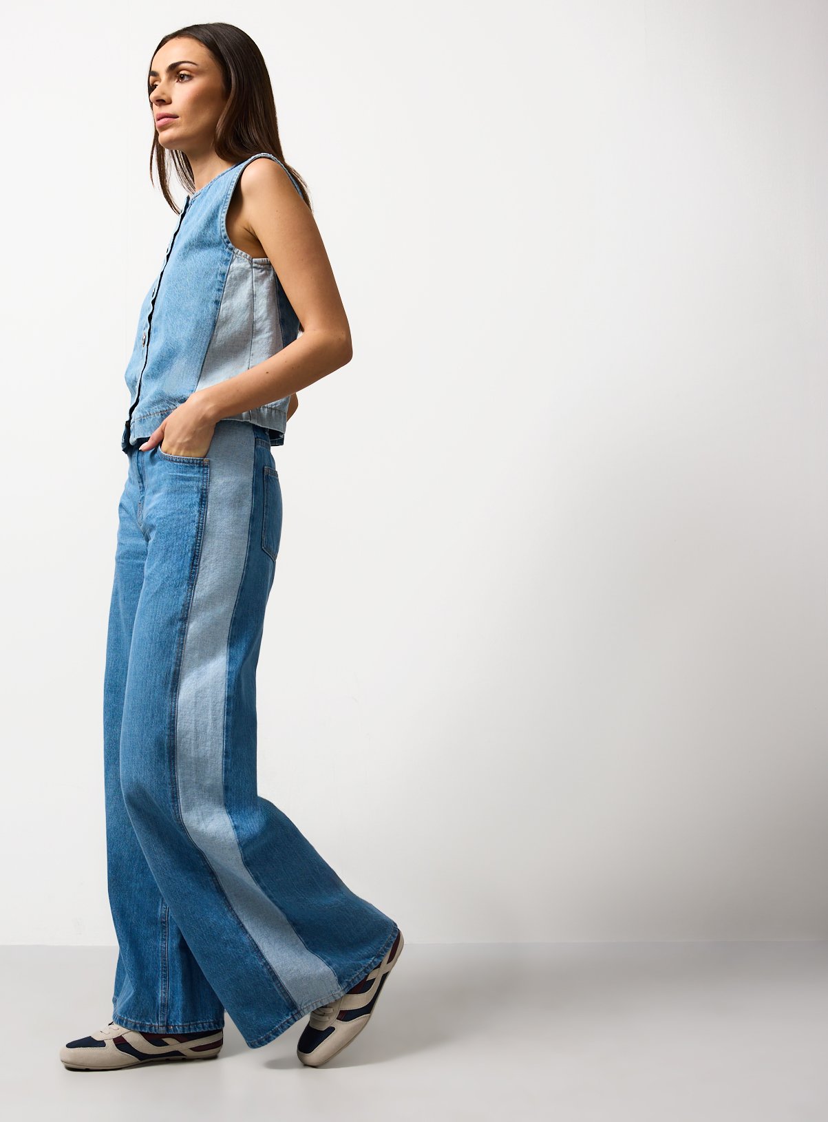 Mid Denim Palazzo Co-ord Jeans
