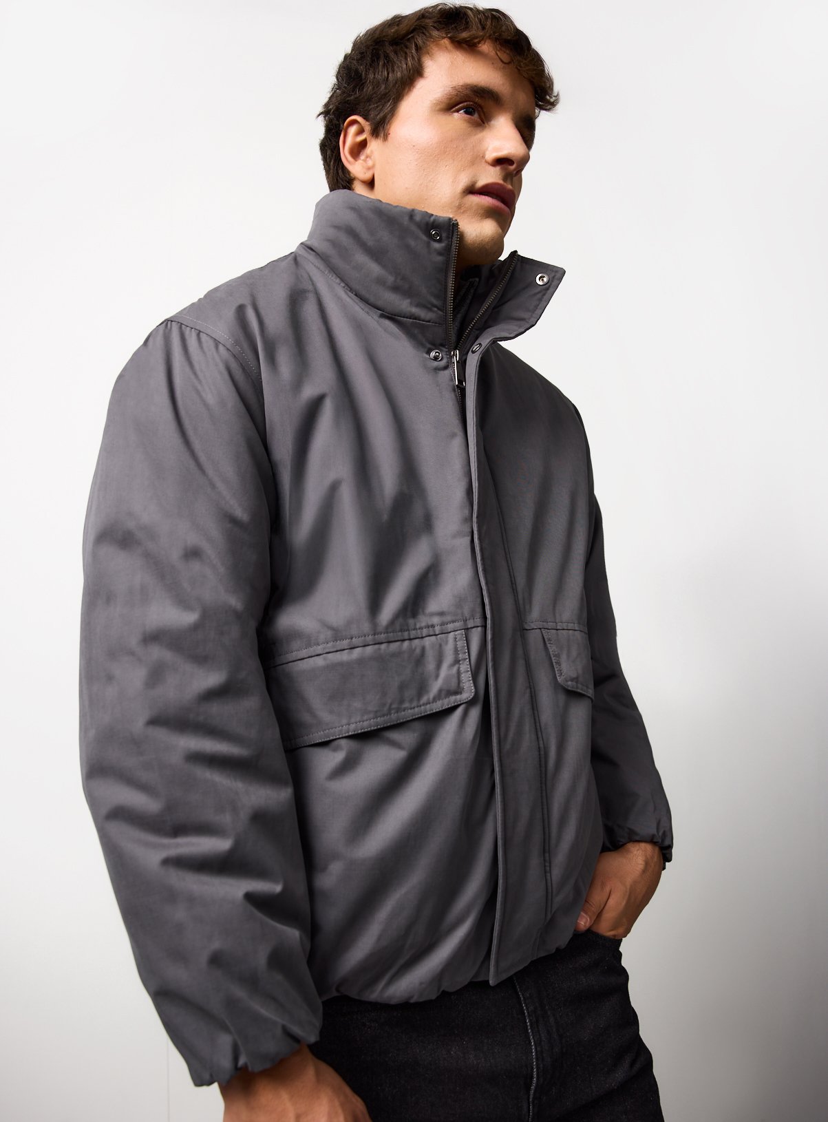 Grey Sueded Boxy Bomber XXXXL