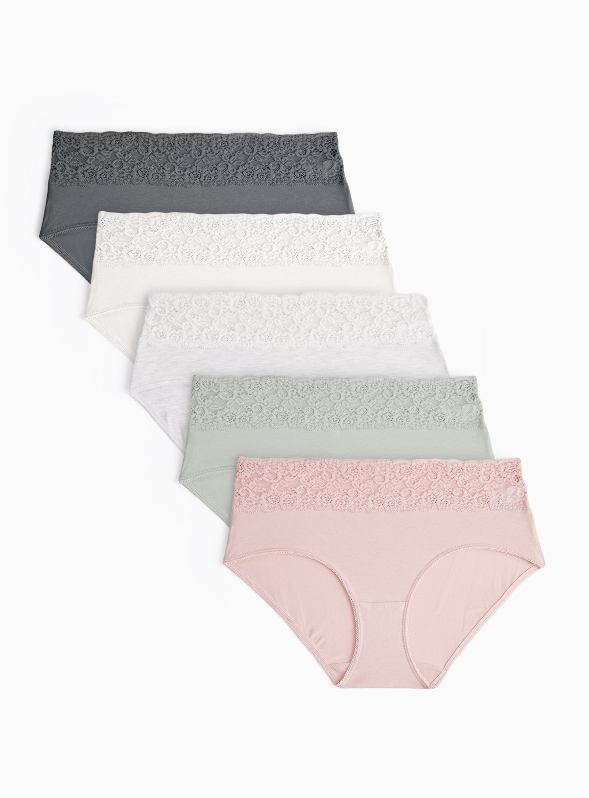 Green & Peach Midi Knickers 5 Pack 