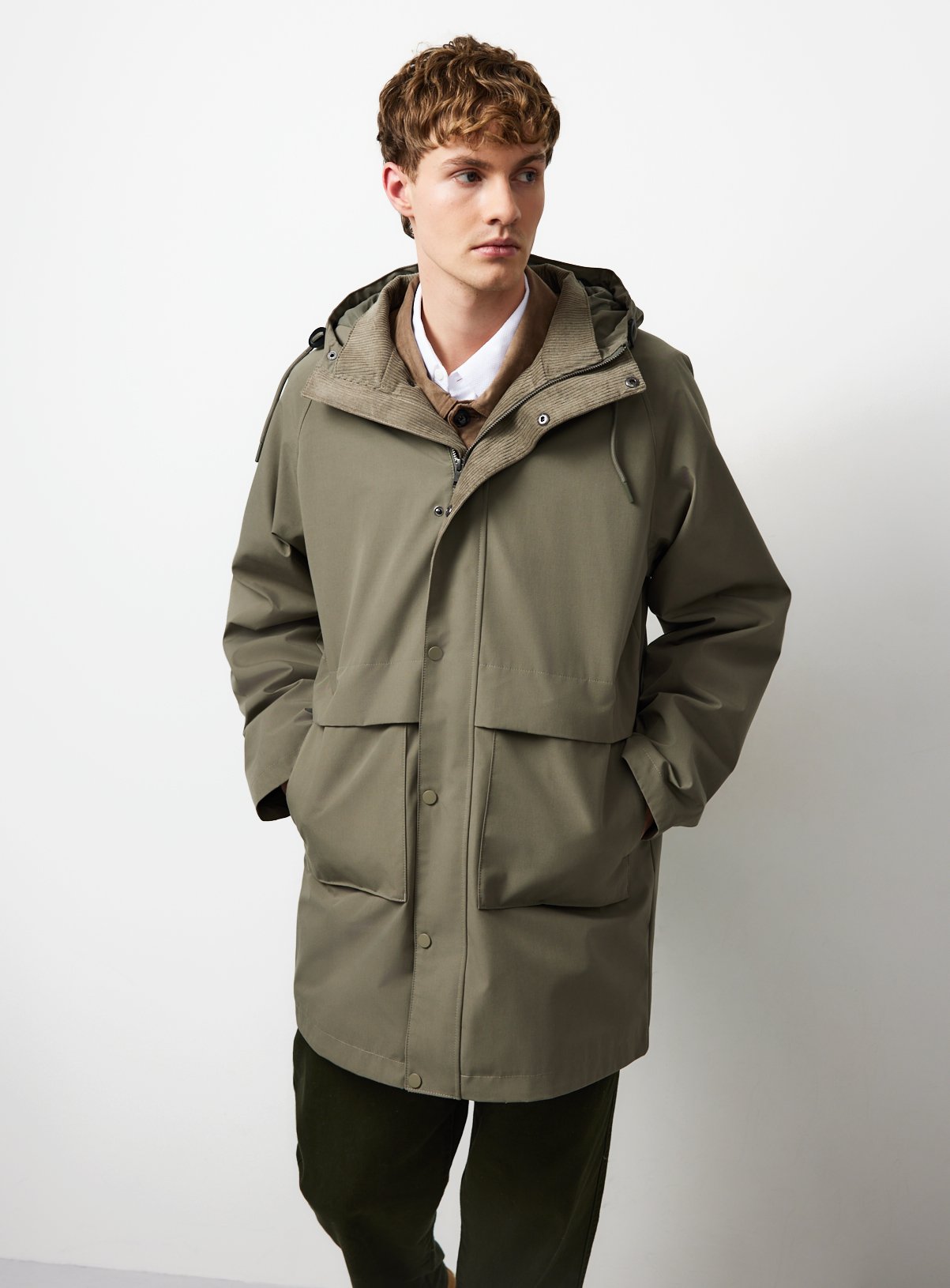 Olive Longline Hooded Mac