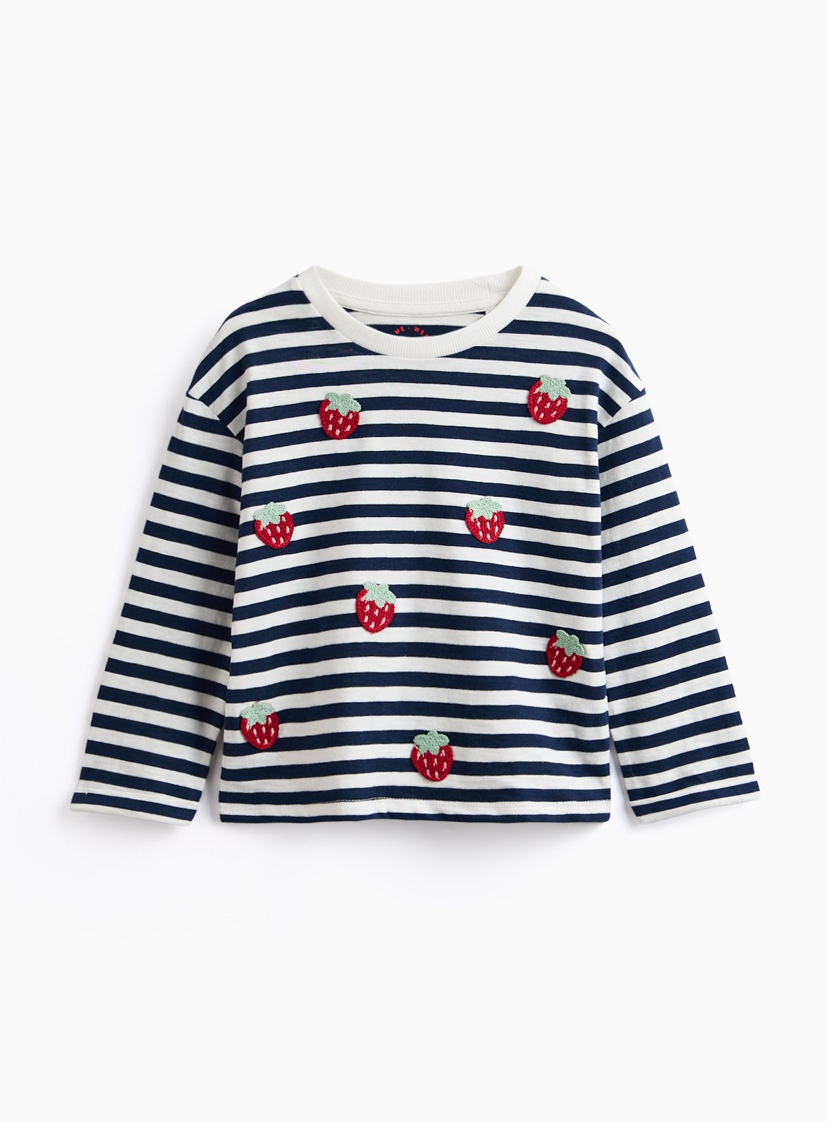 Mono Stripe Strawberry Print Long Sleeve Top 