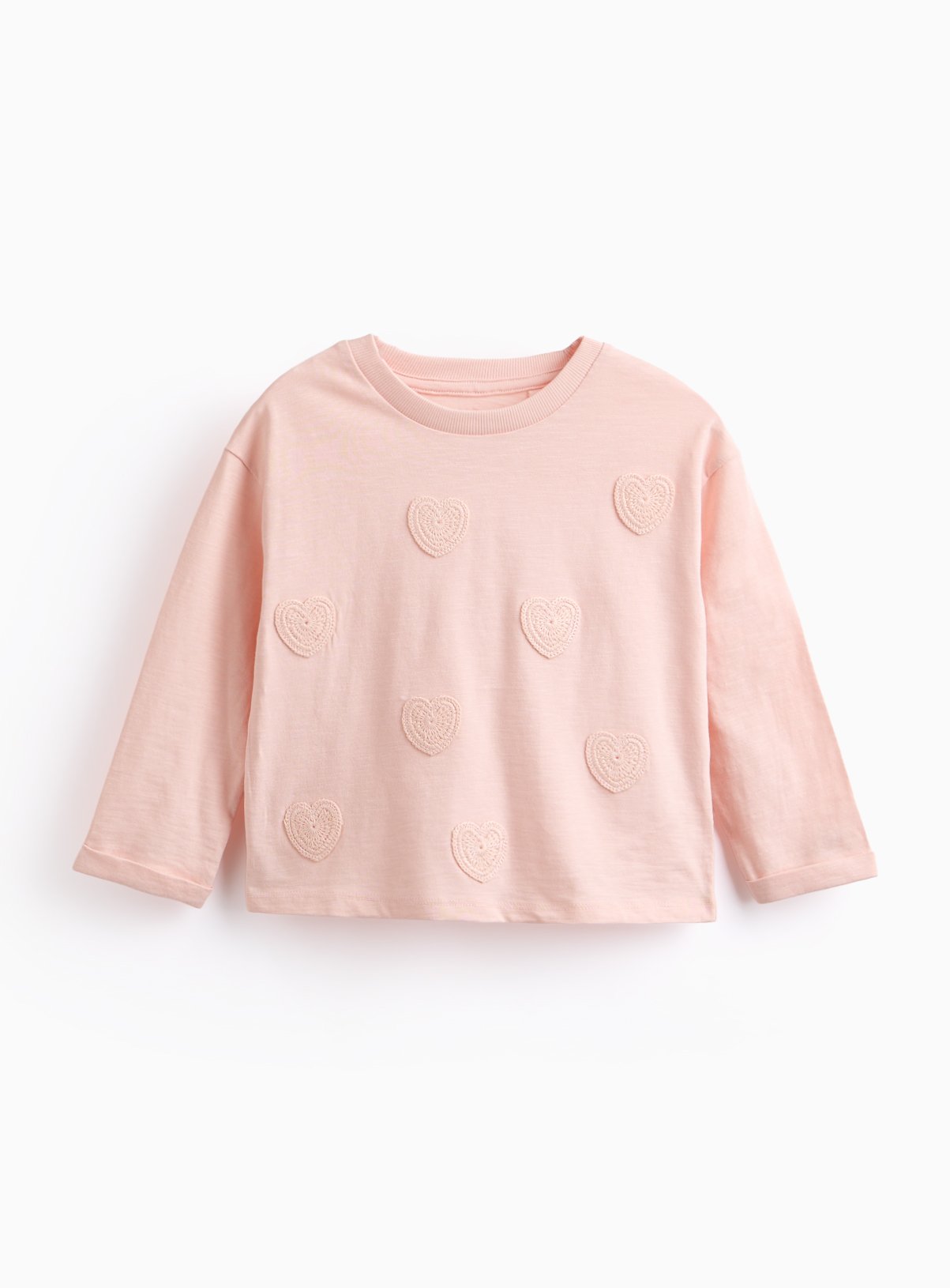 Pink Crochet Hearts Long Sleeve Top 