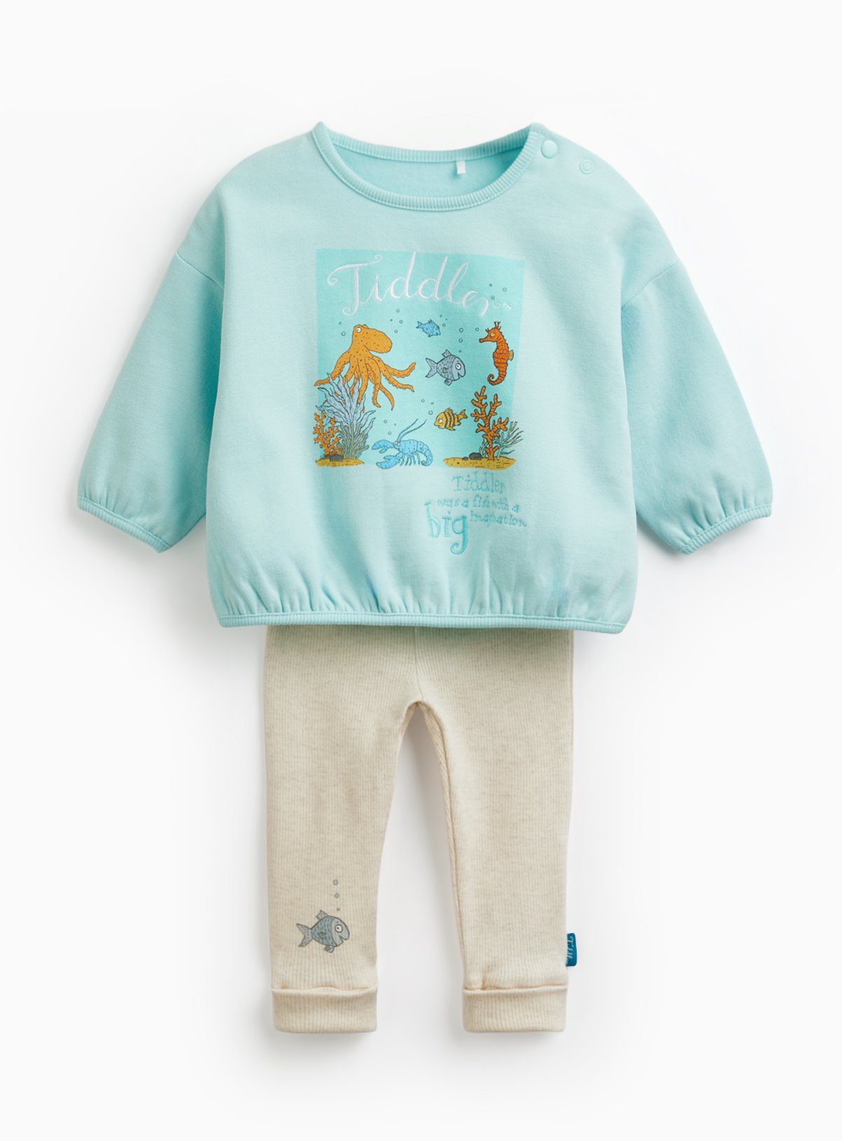 Blue & Cream The Tiddler Print Sweat Set 9-12 months
