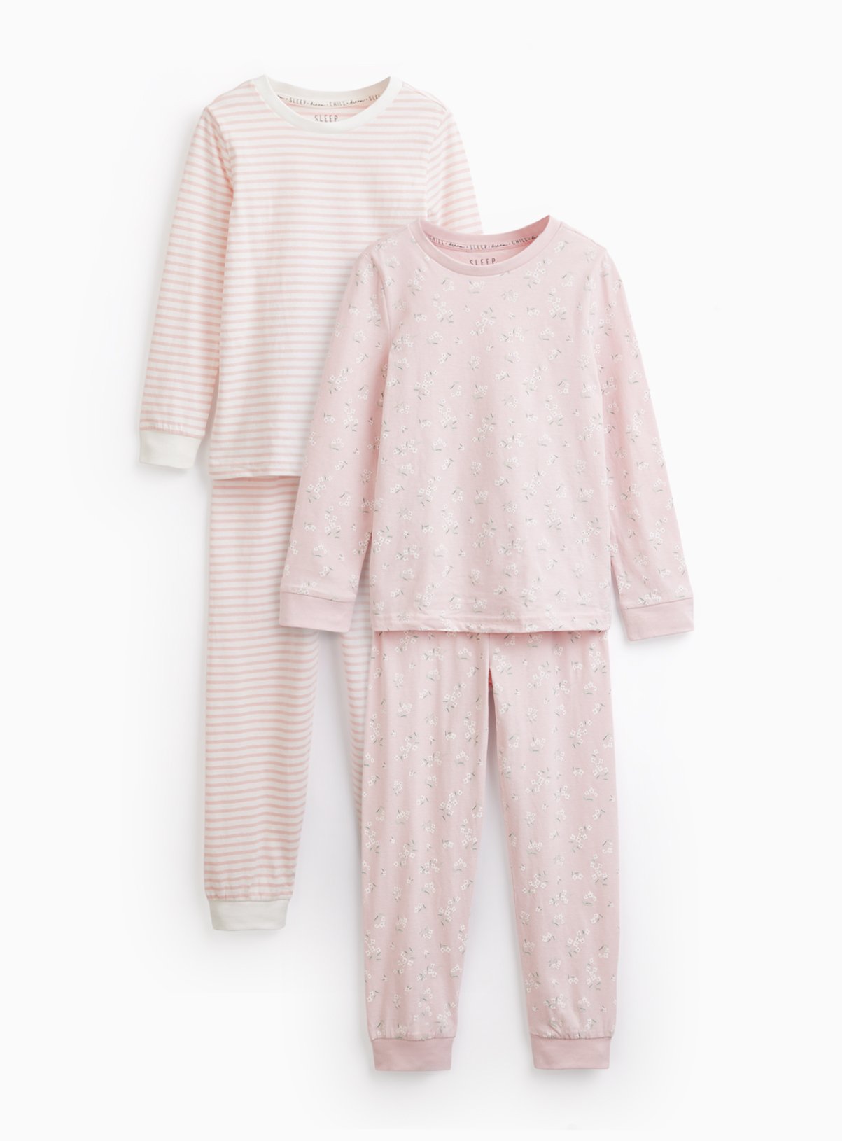 Pink Floral Print Pyjamas 2 Pack
