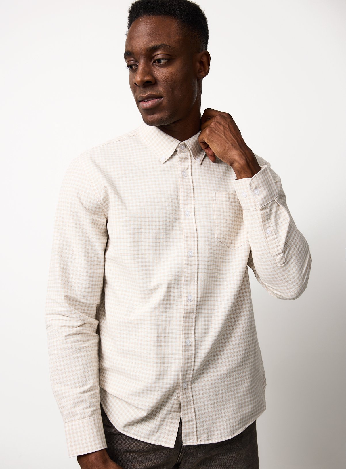 Gingham Check Long Sleeve Oxford Shirt 
