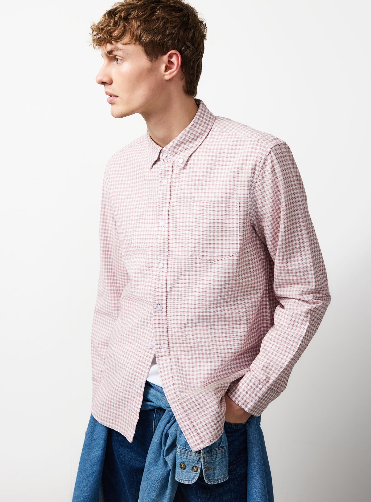 Gingham Check Long Sleeve Oxford Shirt