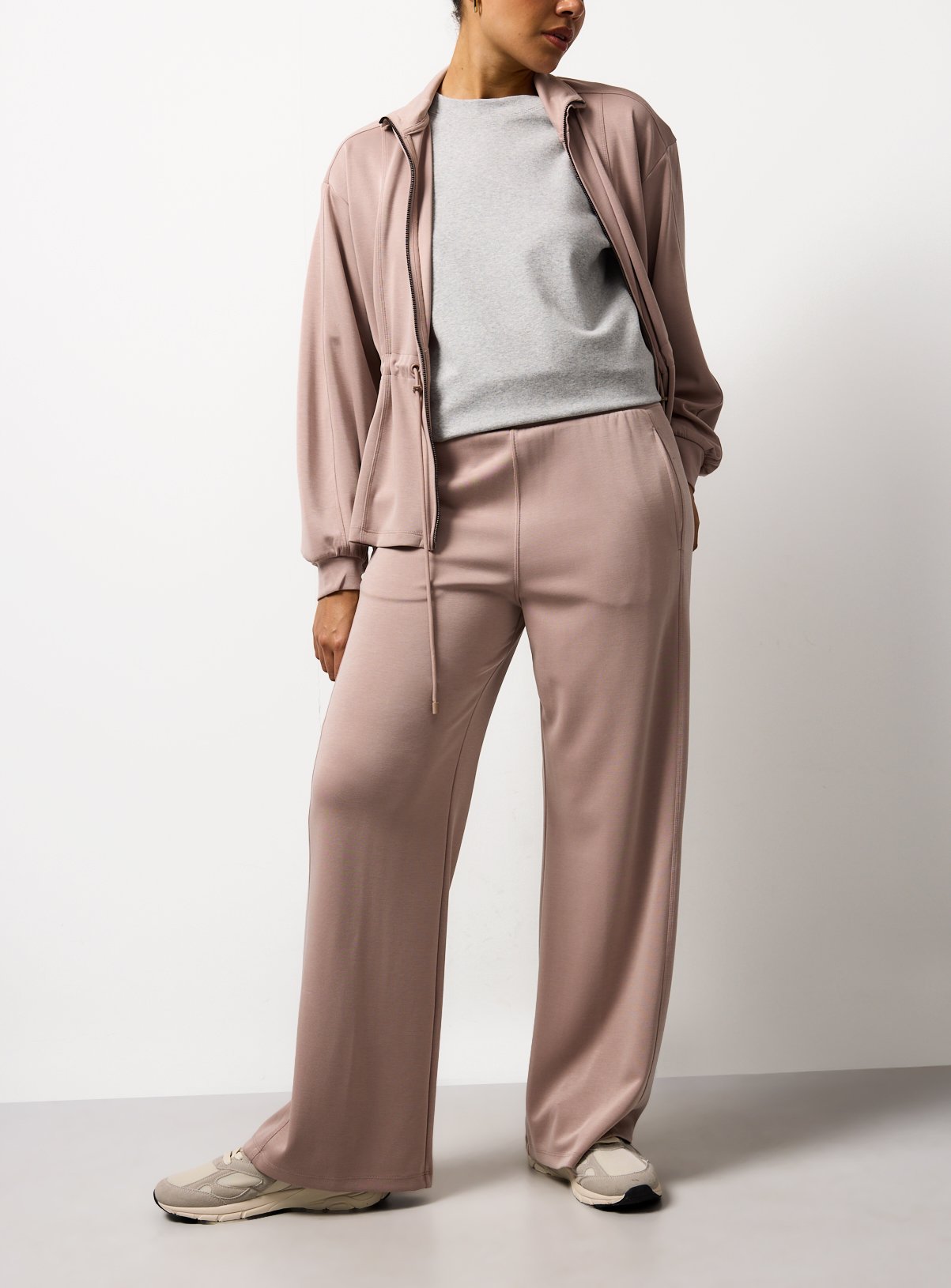 Taupe Sandwashed Wide Leg Co-ord Joggers S