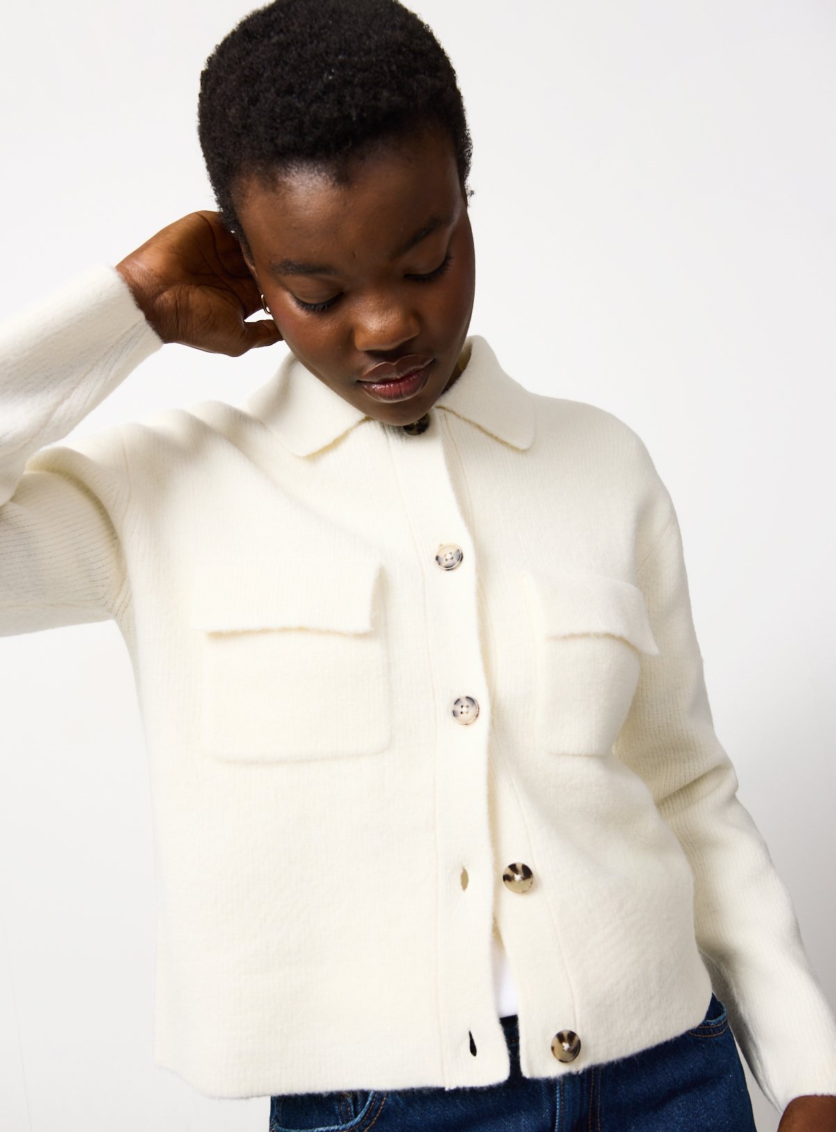 Cream Collared Cardigan  XL